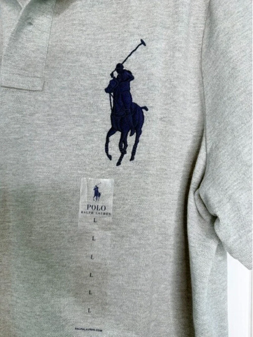 Polo Ralph Lauren Big Pony Men's Polo Shirt Gray Crest #3 Short Sleeve NWT L